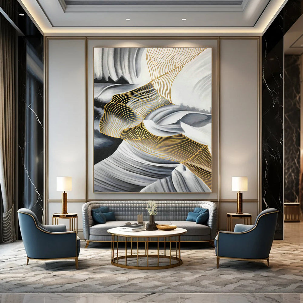 Oversized Custom Abstract Art for Cottage Bedroom and Living Room DLZ0541