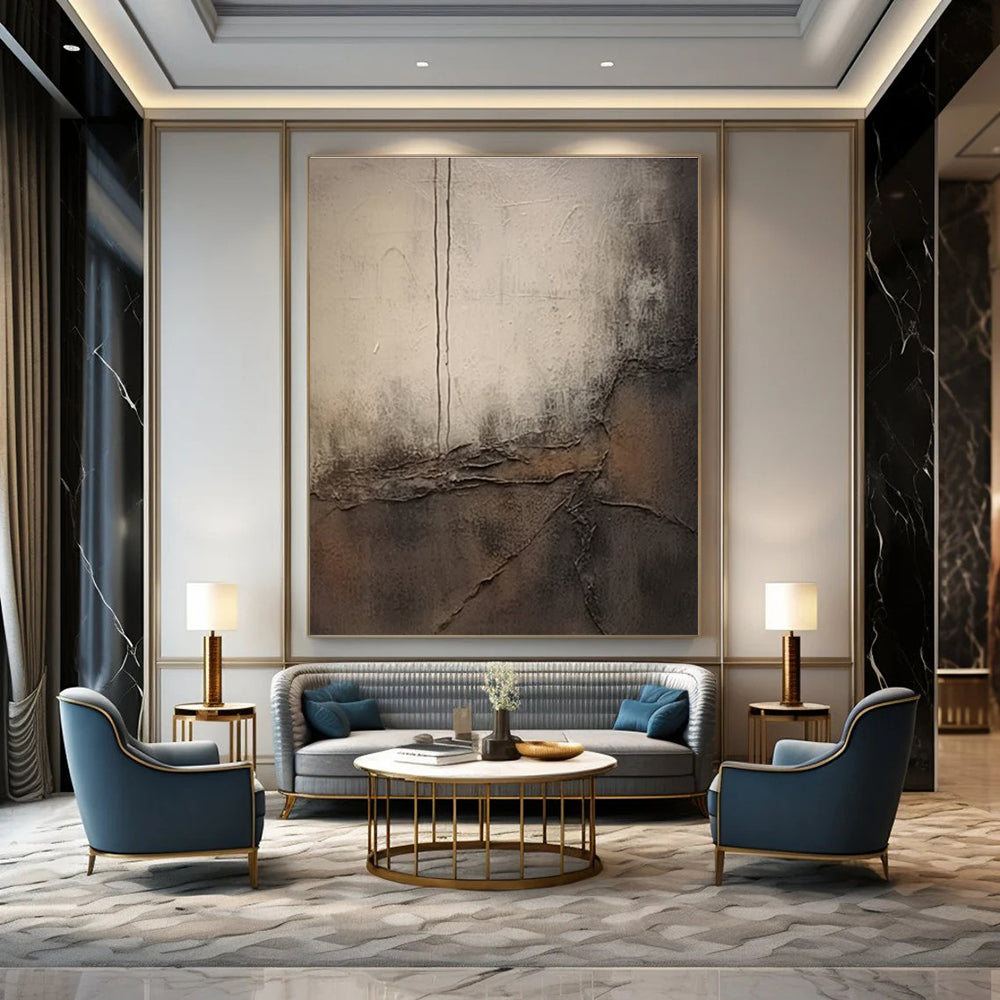 Brown and Gray Textured Abstract Painting ADGE355