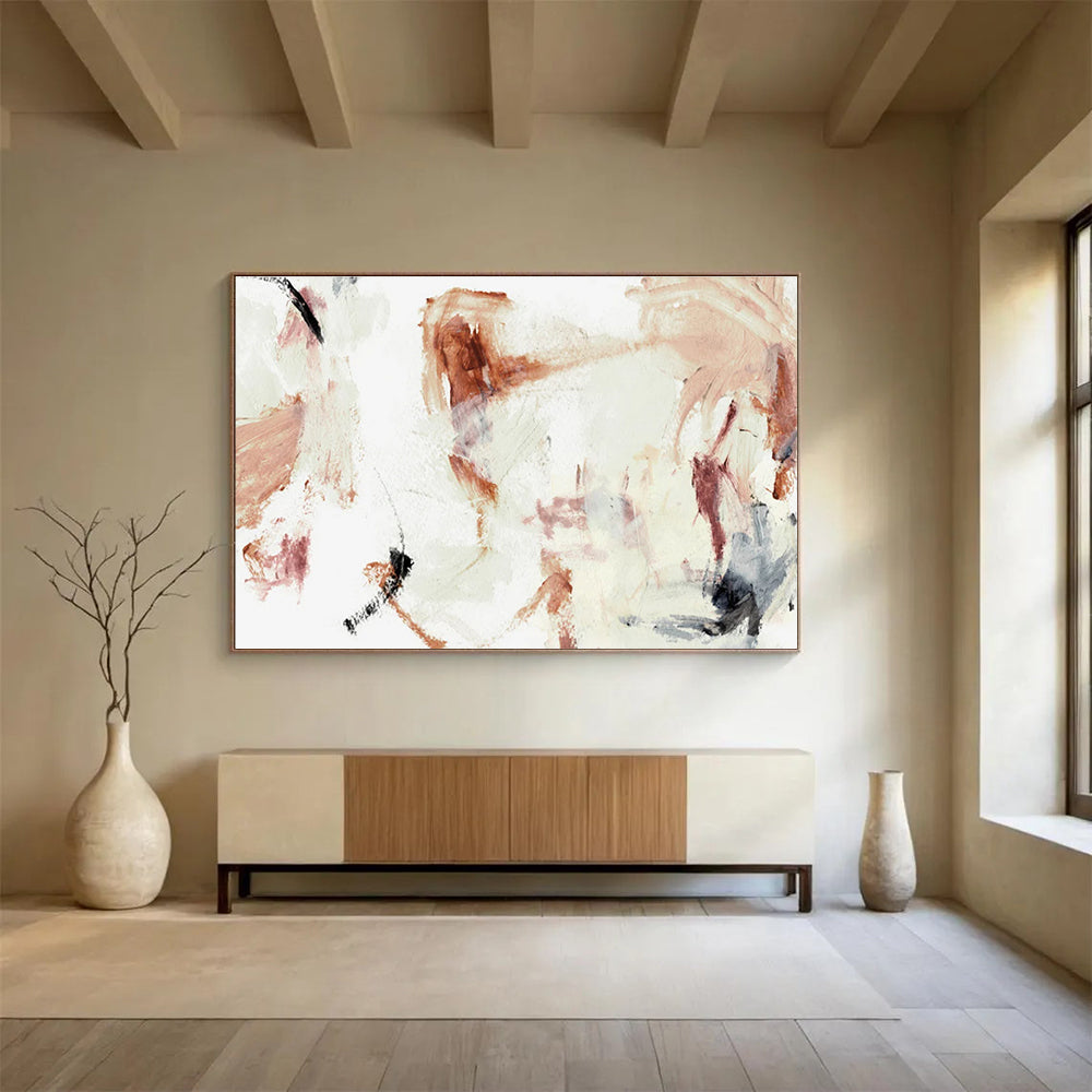 Ear THY Tone Abstract Painting with Rust and Beige Hues THY145