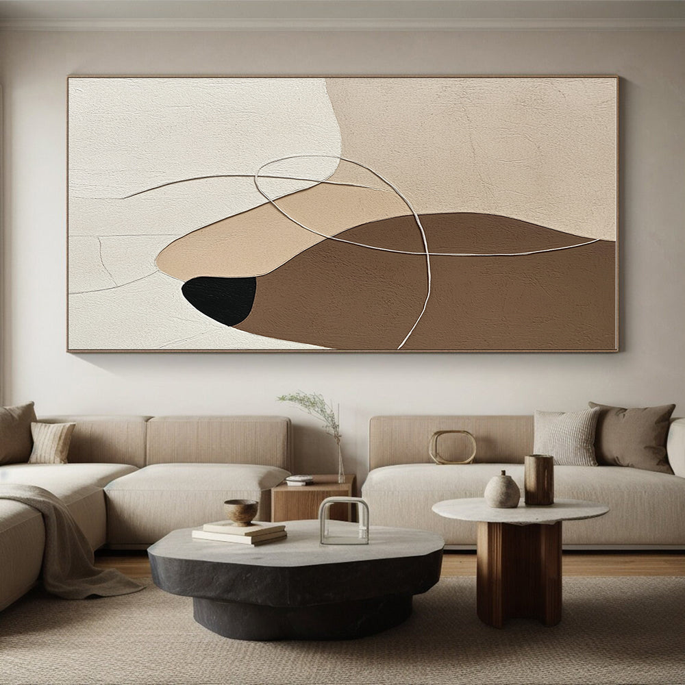 Neutral Tones Abstract Painting with Intricate Lines GER149