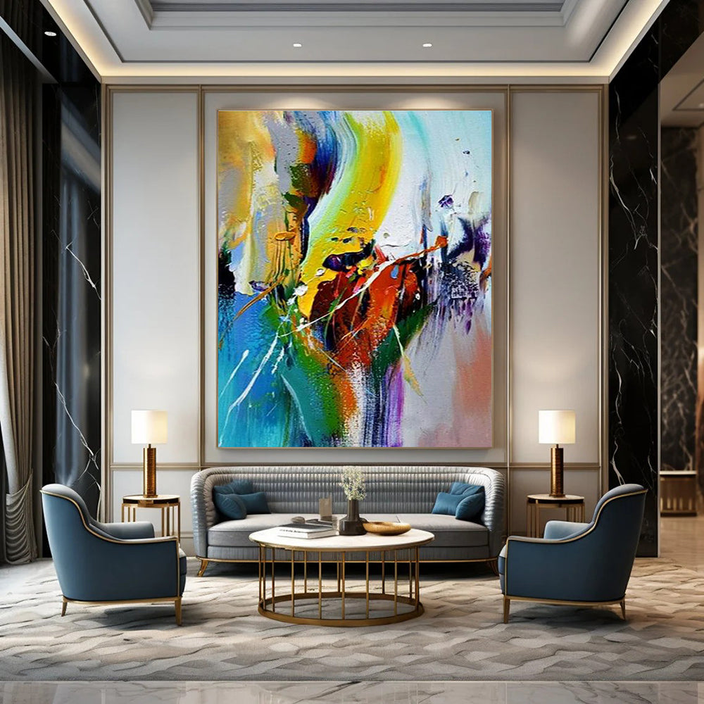 Colorful Dynamic Abstract Painting with Energetic Brushstrokes ADGE408