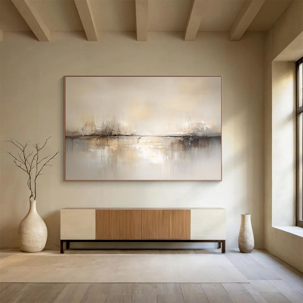 Neutral Tone Abstract Painting with Subtle Reflections DYP386