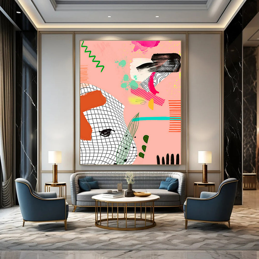Oversized Abstract Hand - Painted Art for Entryway and Office DLZ0646
