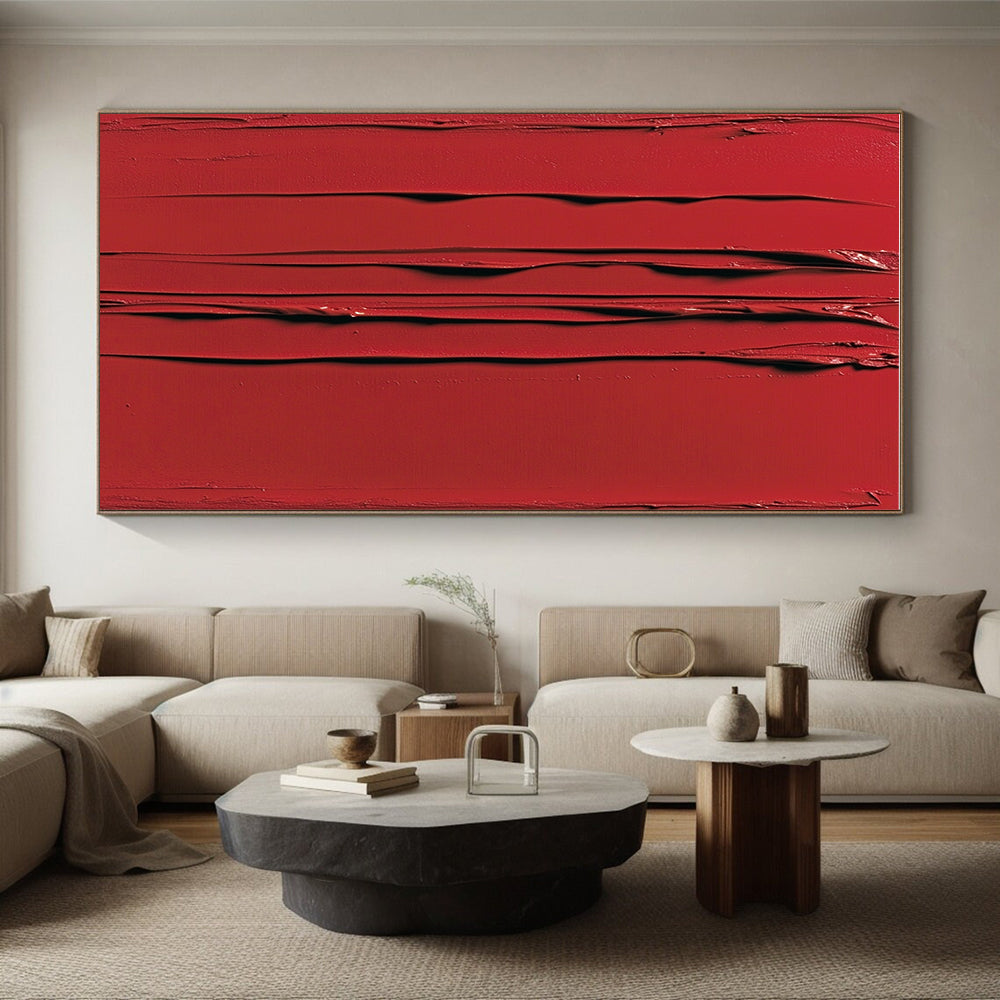Red Thick - textured Abstract Painting with Bold Impasto GER101