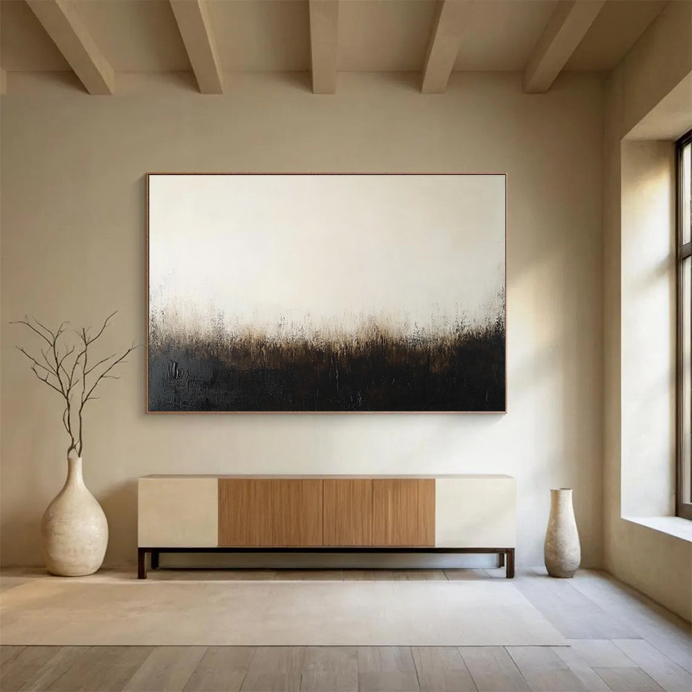 Dark Toned Abstract Landscape Painting with Browns and Blacks DYP218