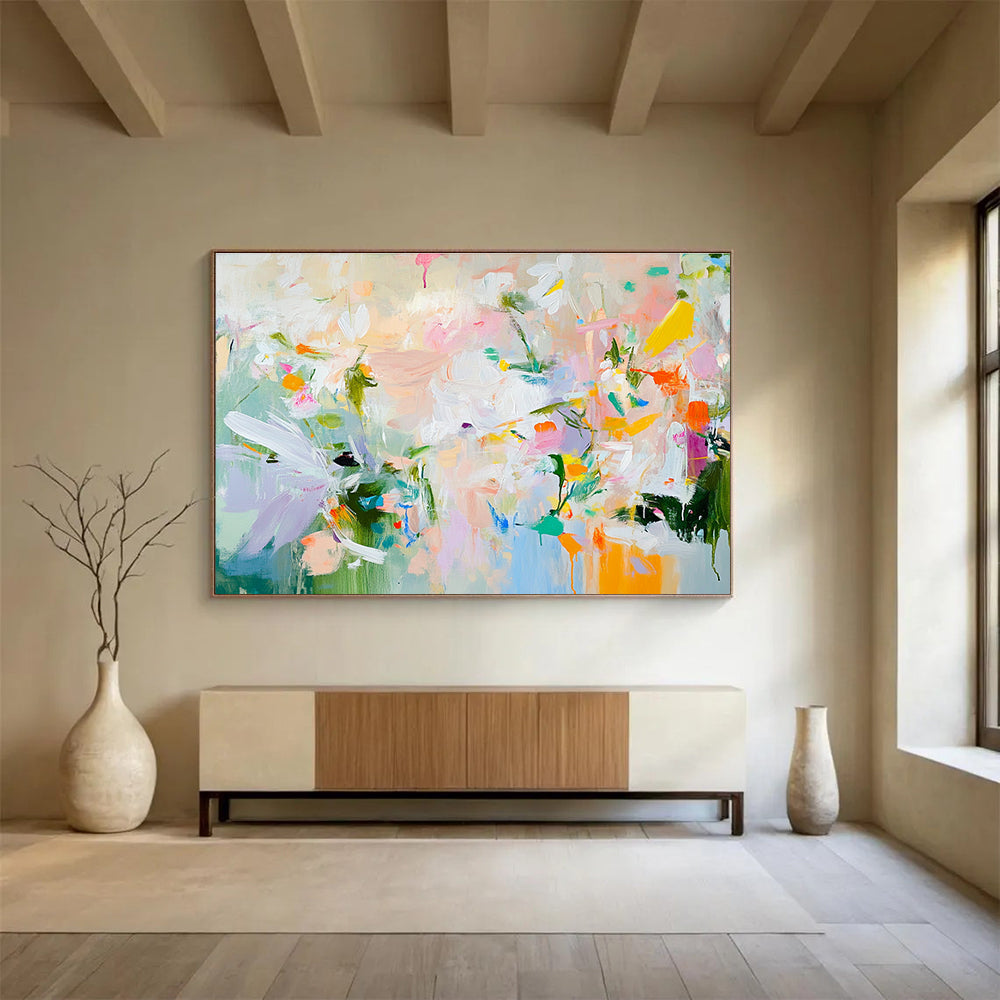 Vibrant Abstract Floral Painting with Bright Colors DYP542