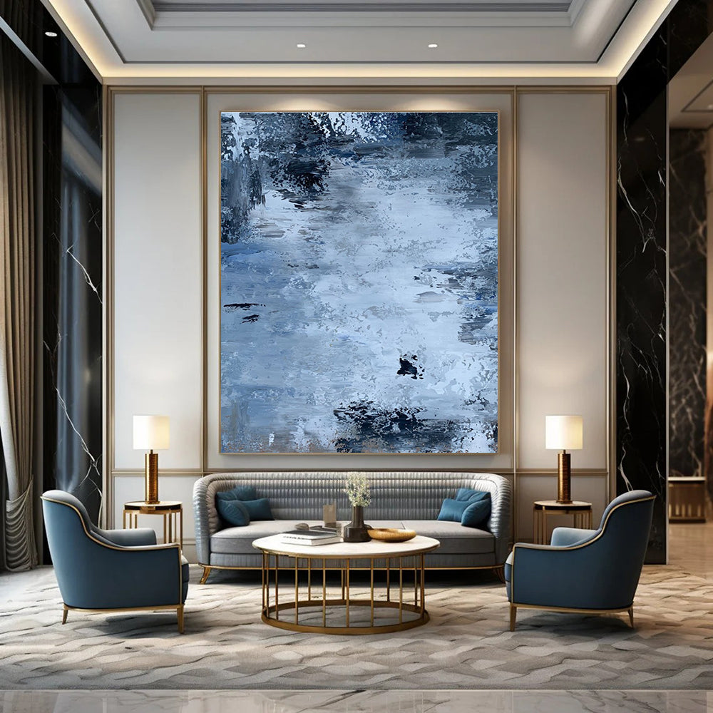 Blue and Gray Abstract Textured Painting ADGE251