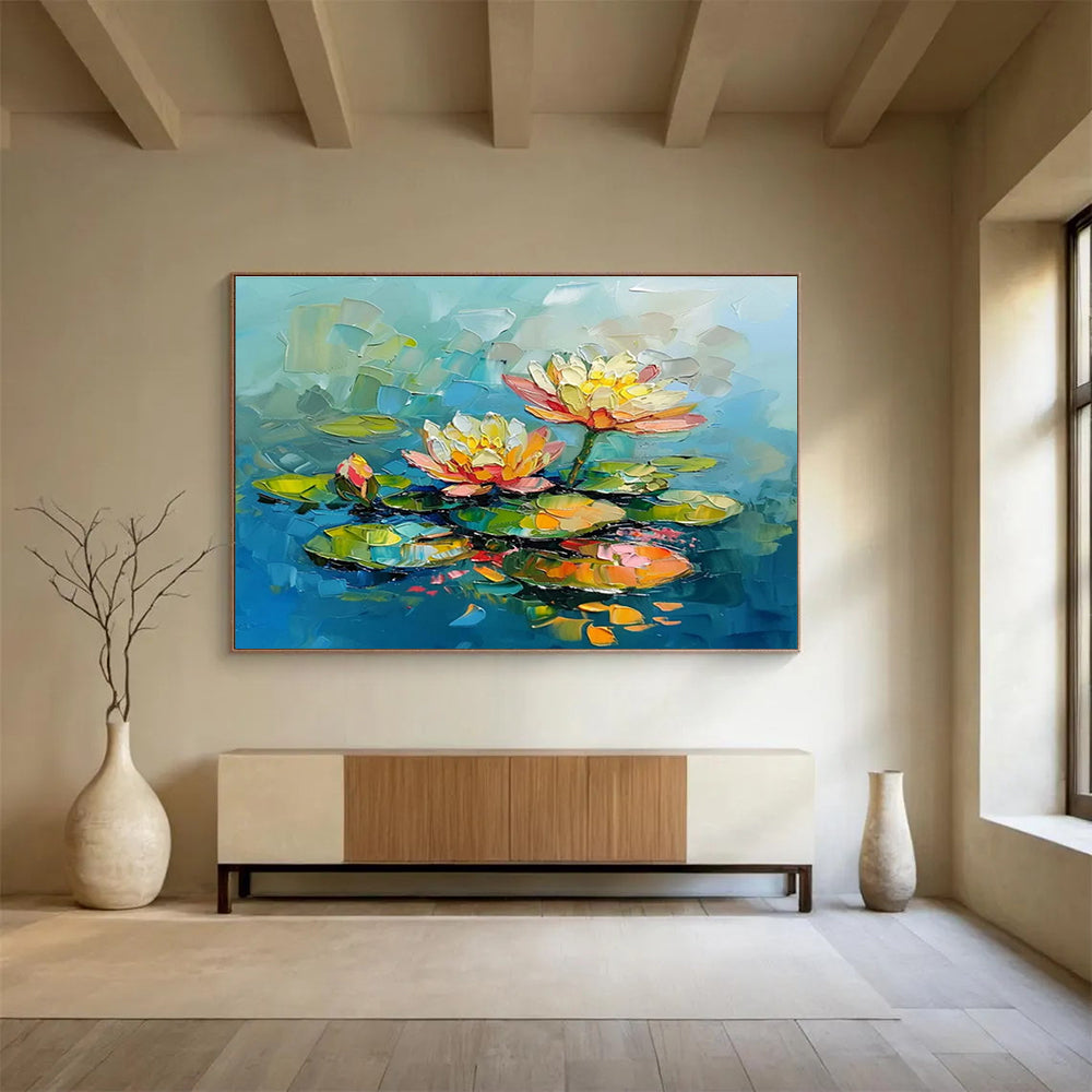 Colorful Water Lilies Abstract Painting THY087