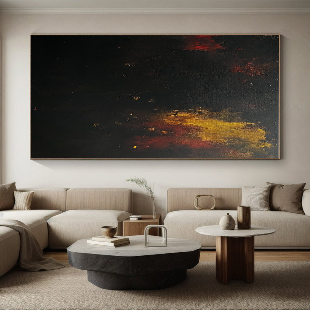 Dark Abstract Painting with Fiery Hues GER438