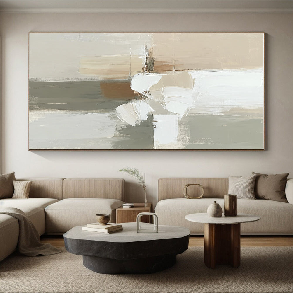 Neutral Tones Abstract Painting with Floral - like Shapes GER636