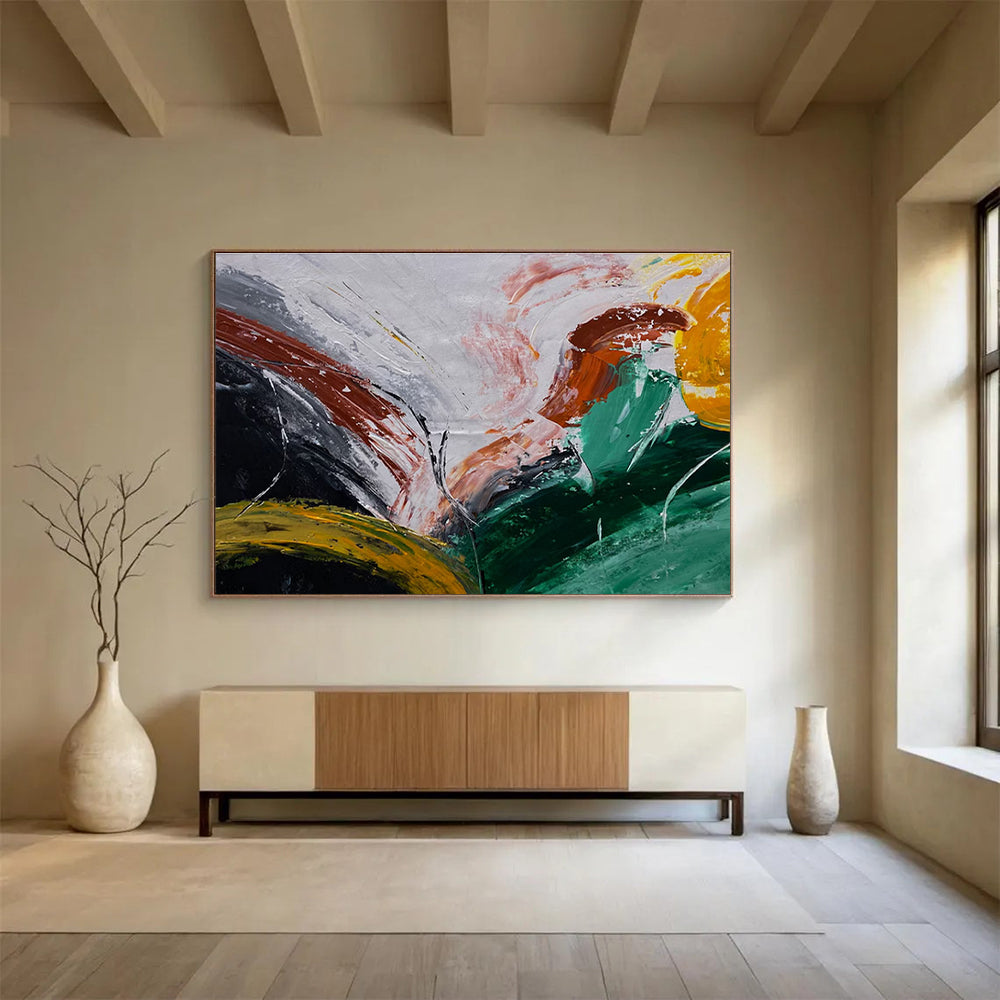 Colorful Swirl Abstract Painting with Dynamic Brushstrokes THY354