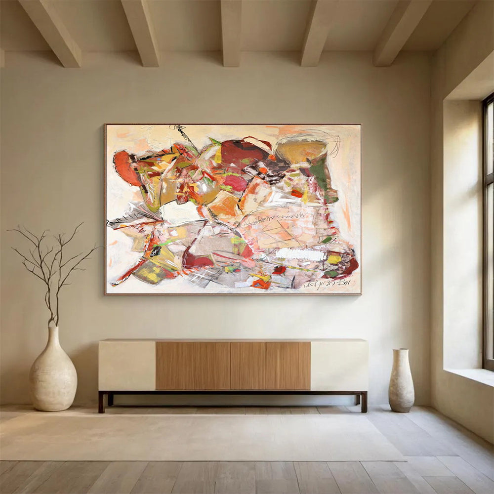 Earth - Toned Abstract Composition Painting with Subtle Color Variations THY241
