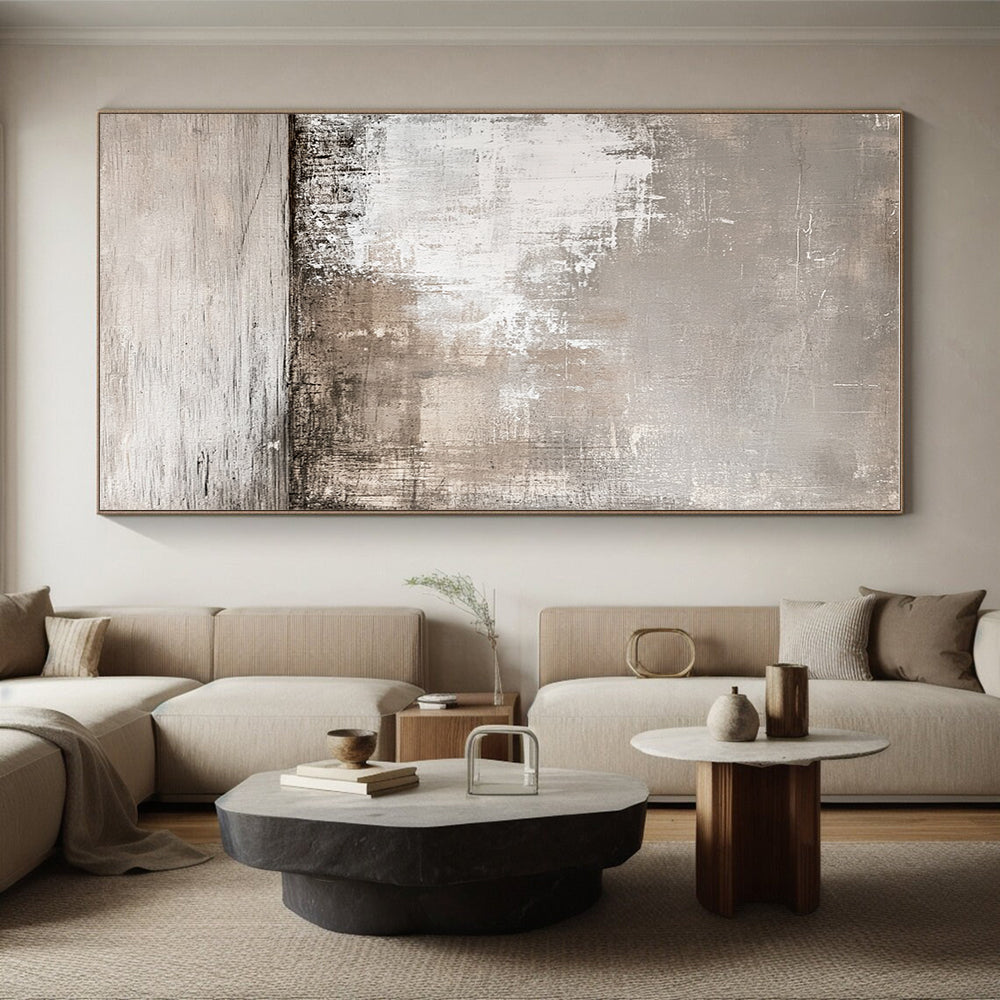 Gray Textured Abstract Painting with Muted Tones GER121