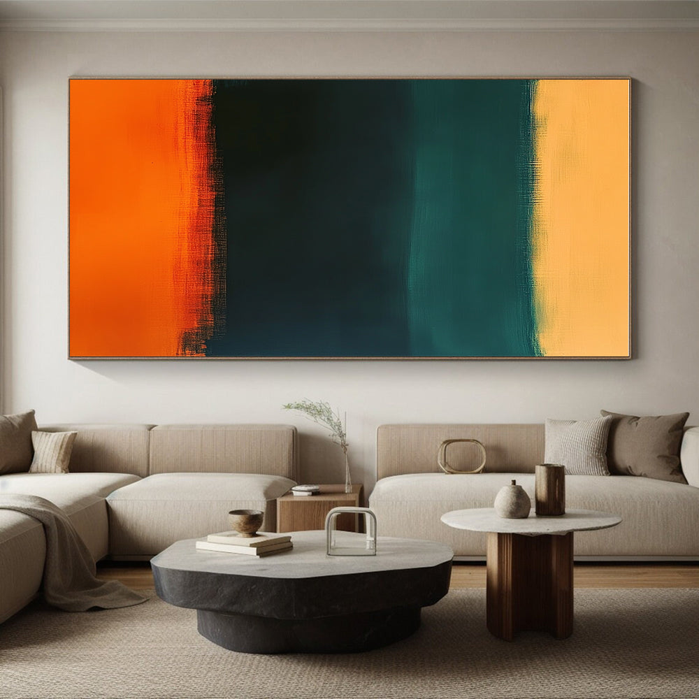 Green and Orange Gradient Abstract Painting with Smooth Transitions GER157