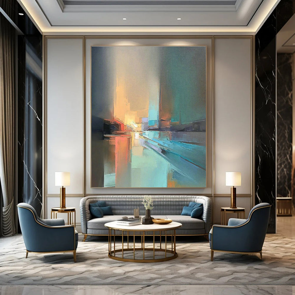 Massive Bespoke Hand - Painted Abstract Wall Art for Hallway & Living Room DLZ1073