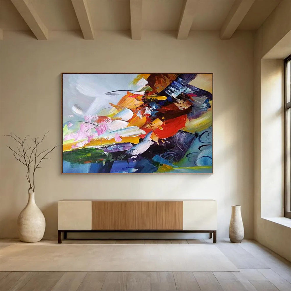 Dynamic Color Fusion Abstract Painting with Clashing and Blending Tones THY281
