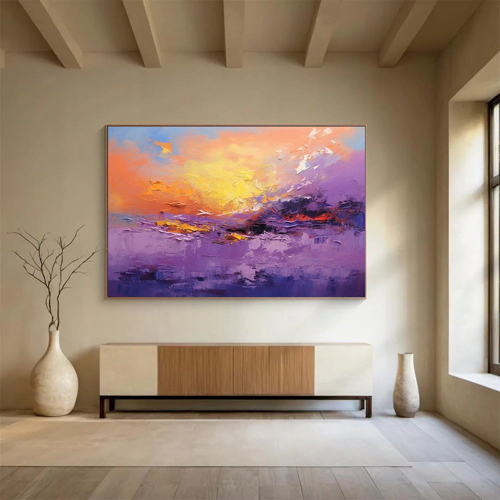 Purple and Orange Tones Abstract Landscape Painting THY083