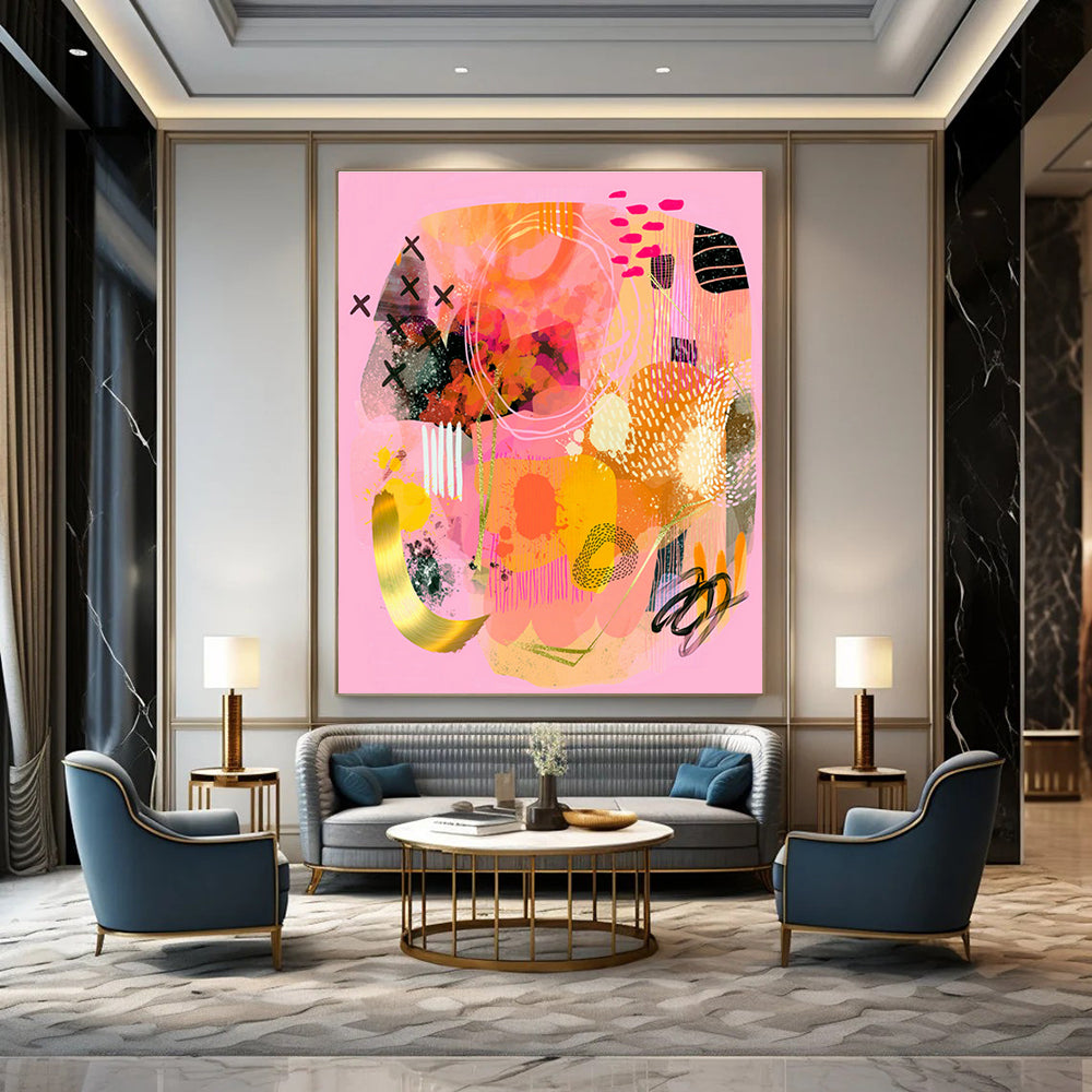 Large Hand - Painted Abstract Art for Hallway and Cottage Entryway DLZ0649