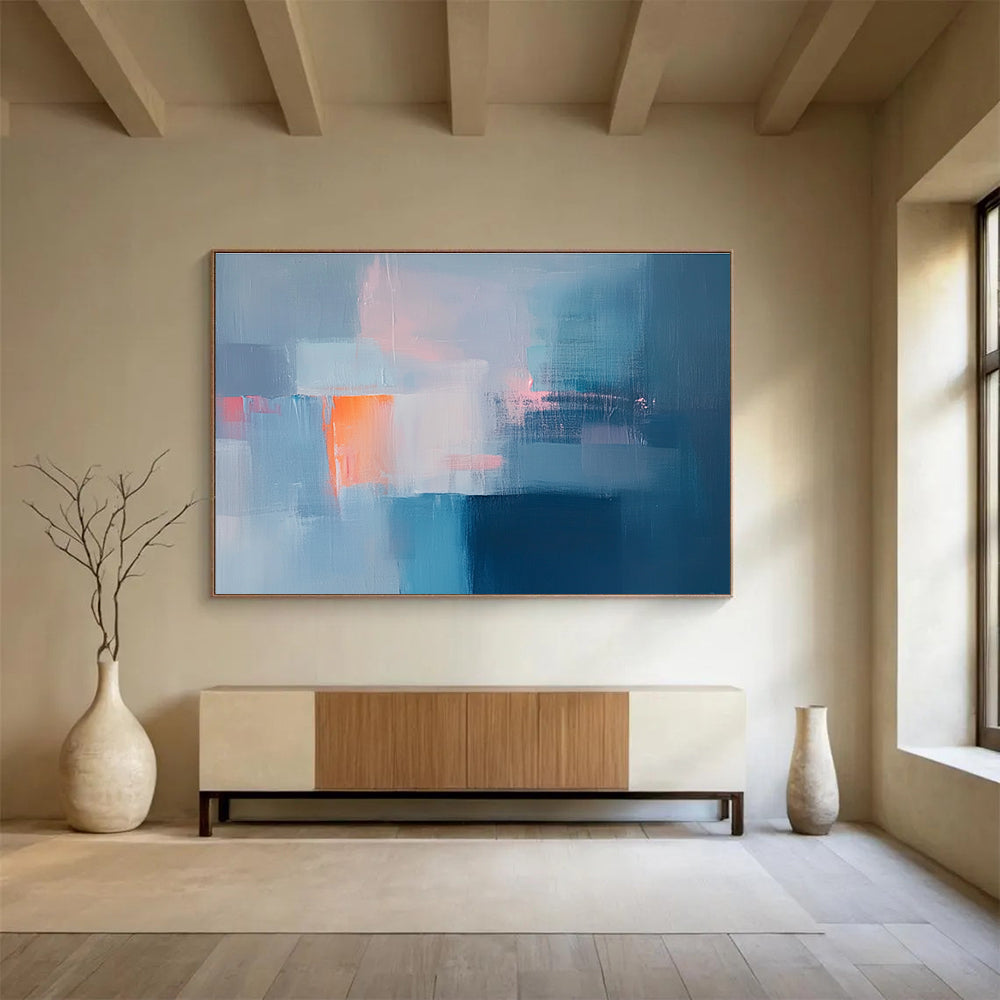 Blue and Orange Abstract Blocks Painting DYP477