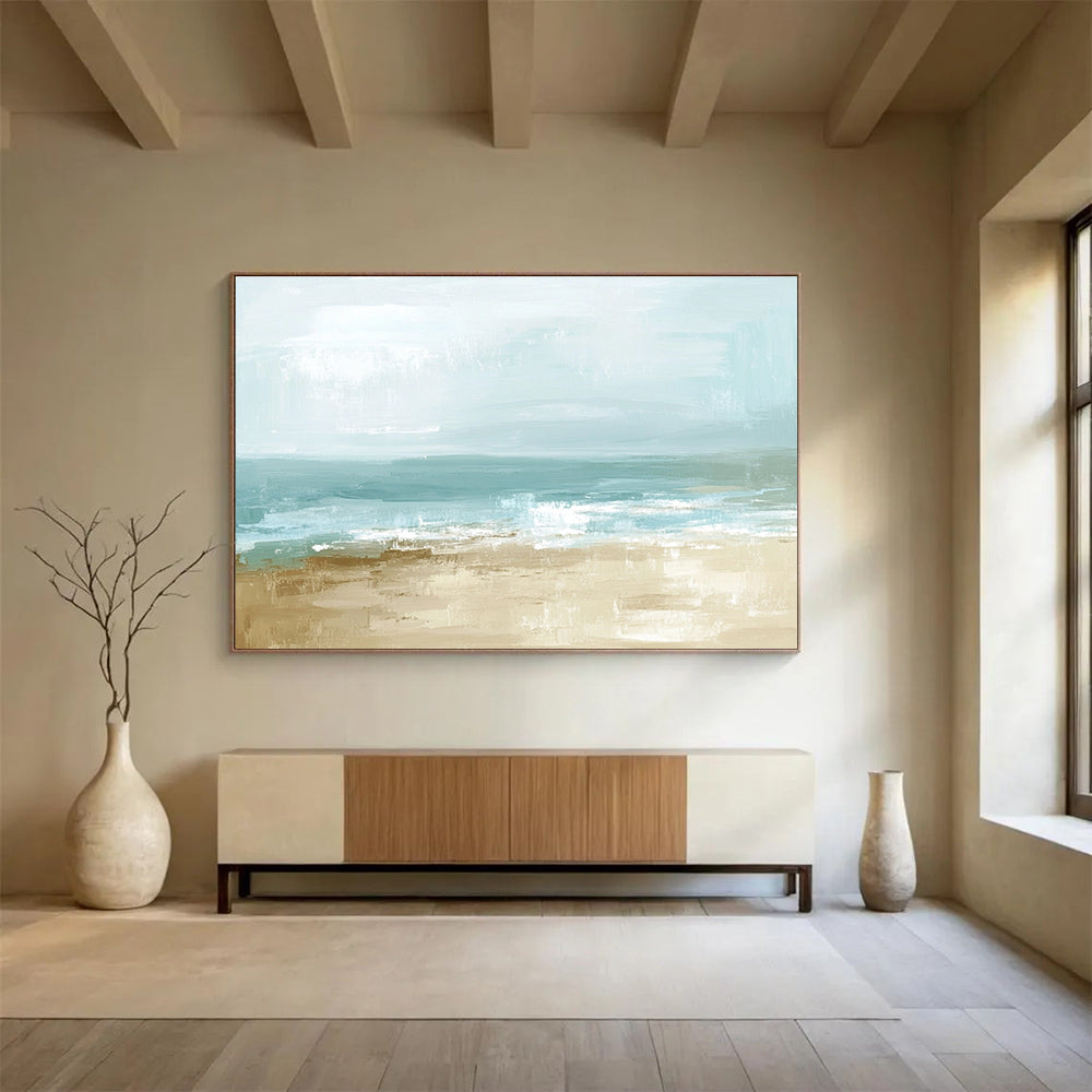 Light Blue and Beige Beach Abstract Painting DYP136