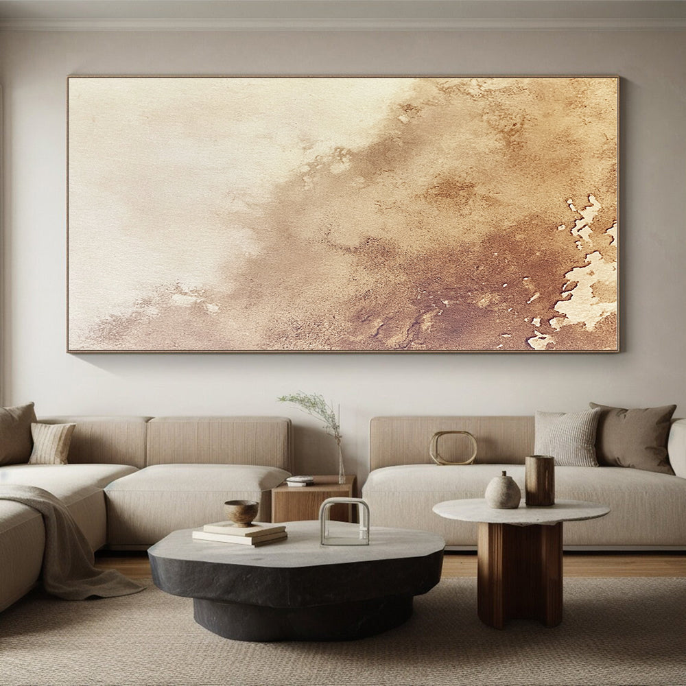 Brown and Beige Gradient Watercolor Abstract Painting with Soft Transitions GER005