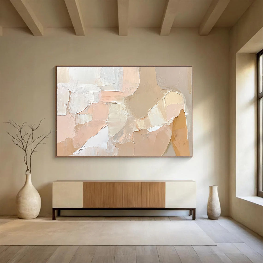 Beige Toned Abstract Figure Painting with Subtle Shading DYP262