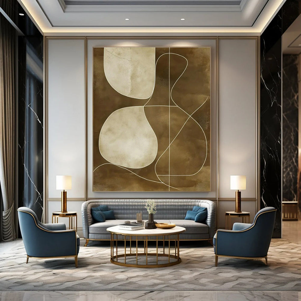 Extra-large Custom Hand-Painted Abstract Canvas for Dining Room Breakfast Nook and Entryway Mudroom DLZ1838