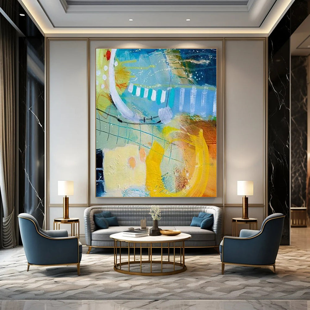 Playful Colorful Abstract Painting with Whimsical Forms ADGE409