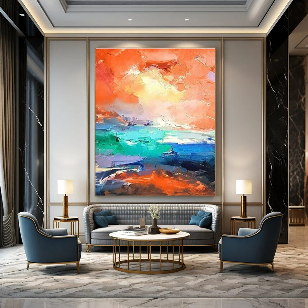Abstract Hand - Painted Art for Entryway Grand Staircase Newel Post Caps & Office Boardroom Table Leg Ferrules DLZ0922