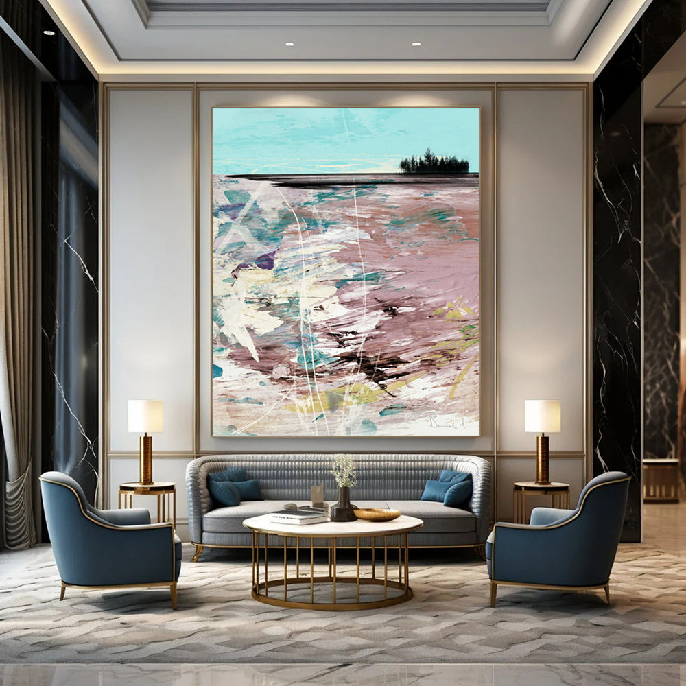 Coastal Abstract in Pink with Soft Hues Painting ADGE198