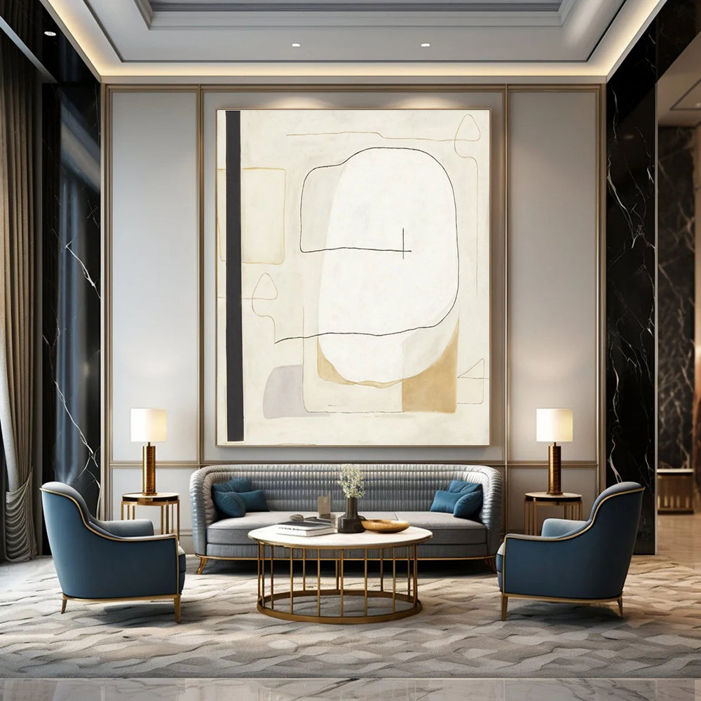 Beige Grey Minimalist Abstract Painting ADGE025