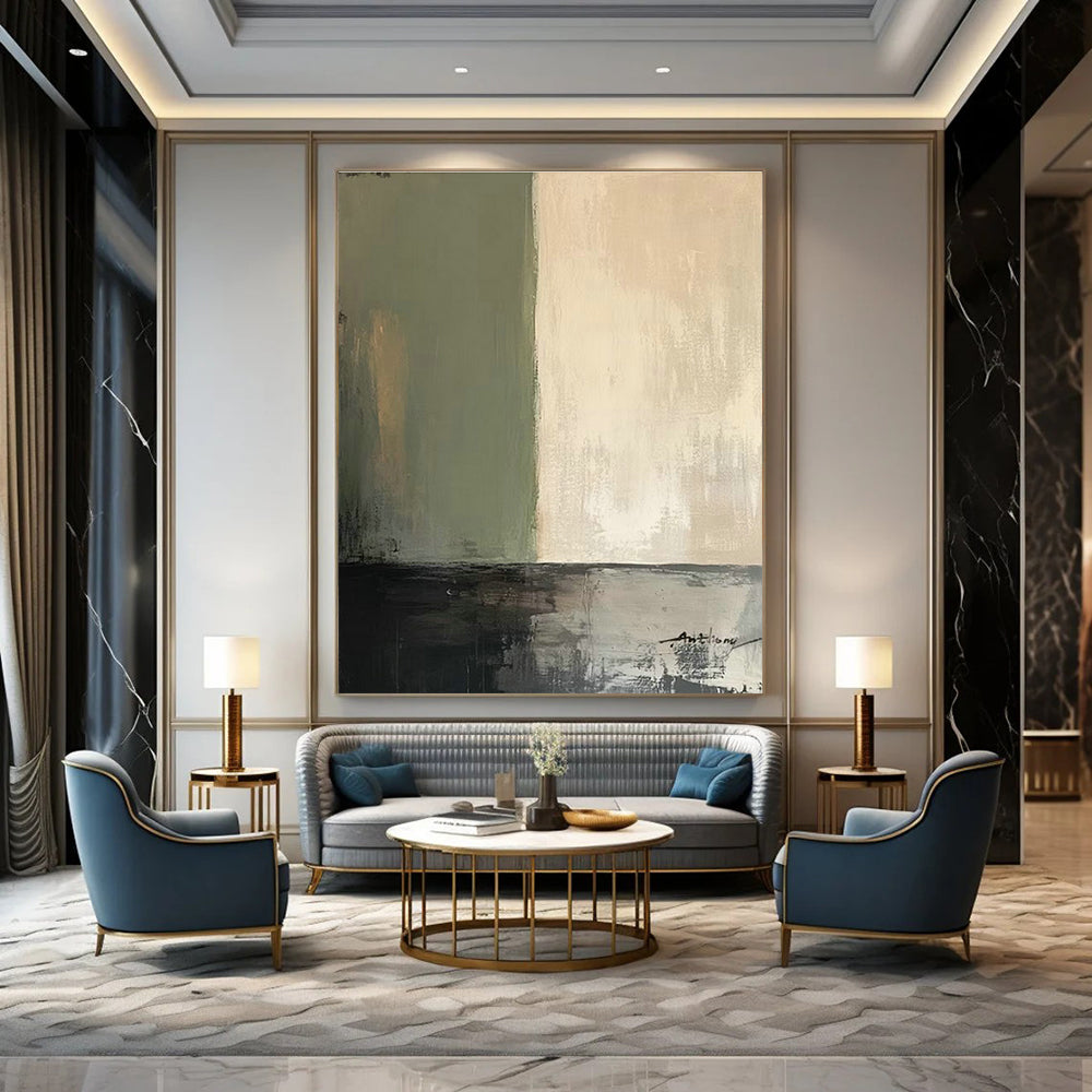 Large Hand-Painted Abstract Art for Cottage Living Room & Entryway DLZ1667