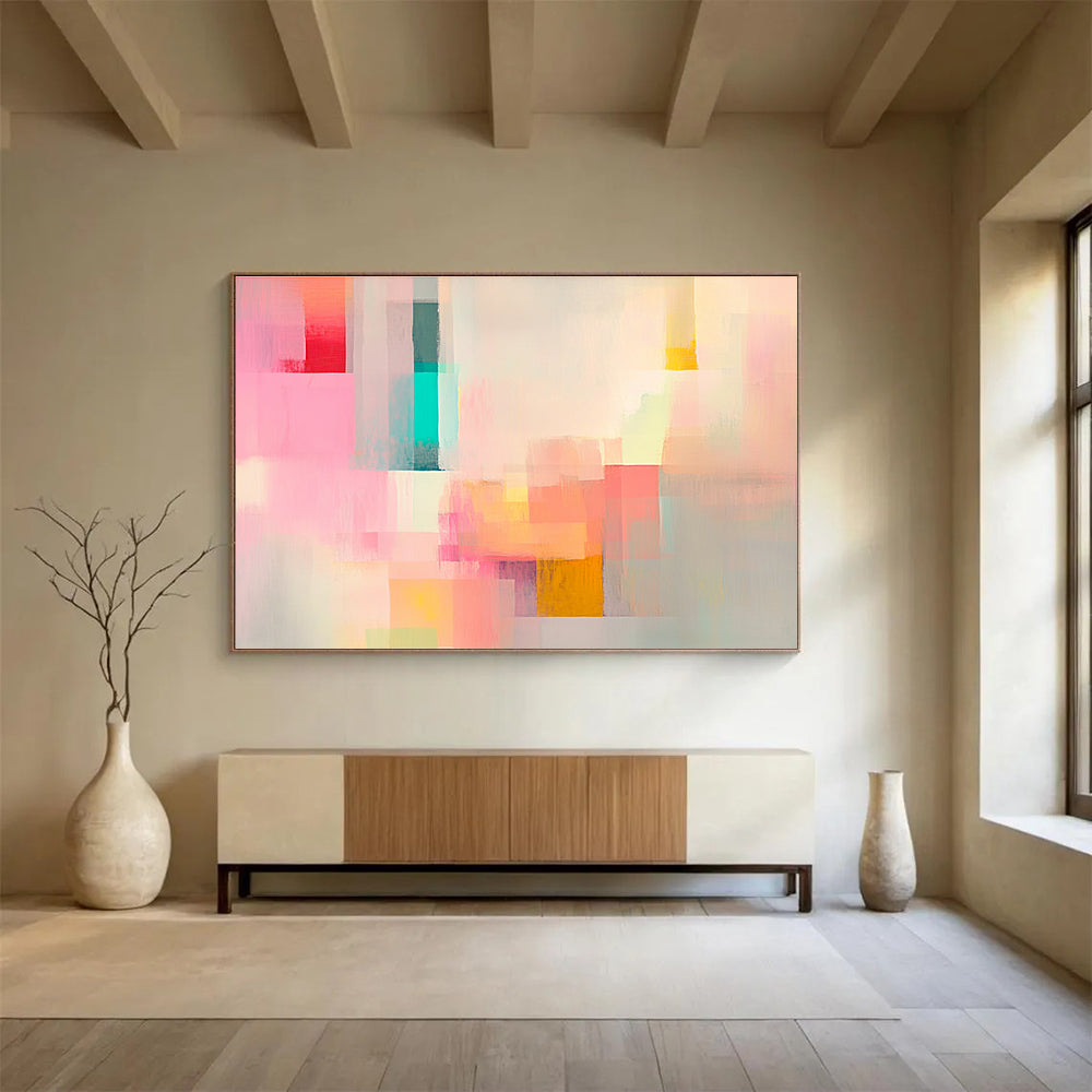 Pastel Color Block Abstract Painting with Soft Hues DYP460