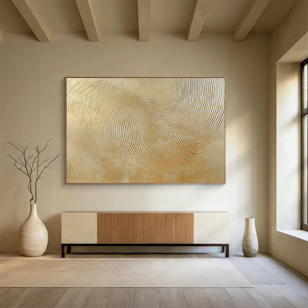 Golden Textured Wave Pattern Abstract Painting DYP150