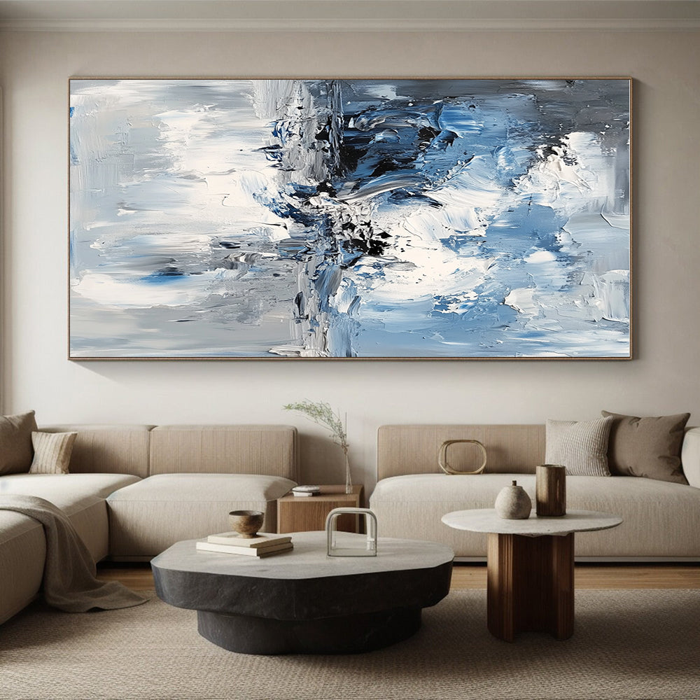 Blue and Gray Abstract Painting with Impasto Technique GER573