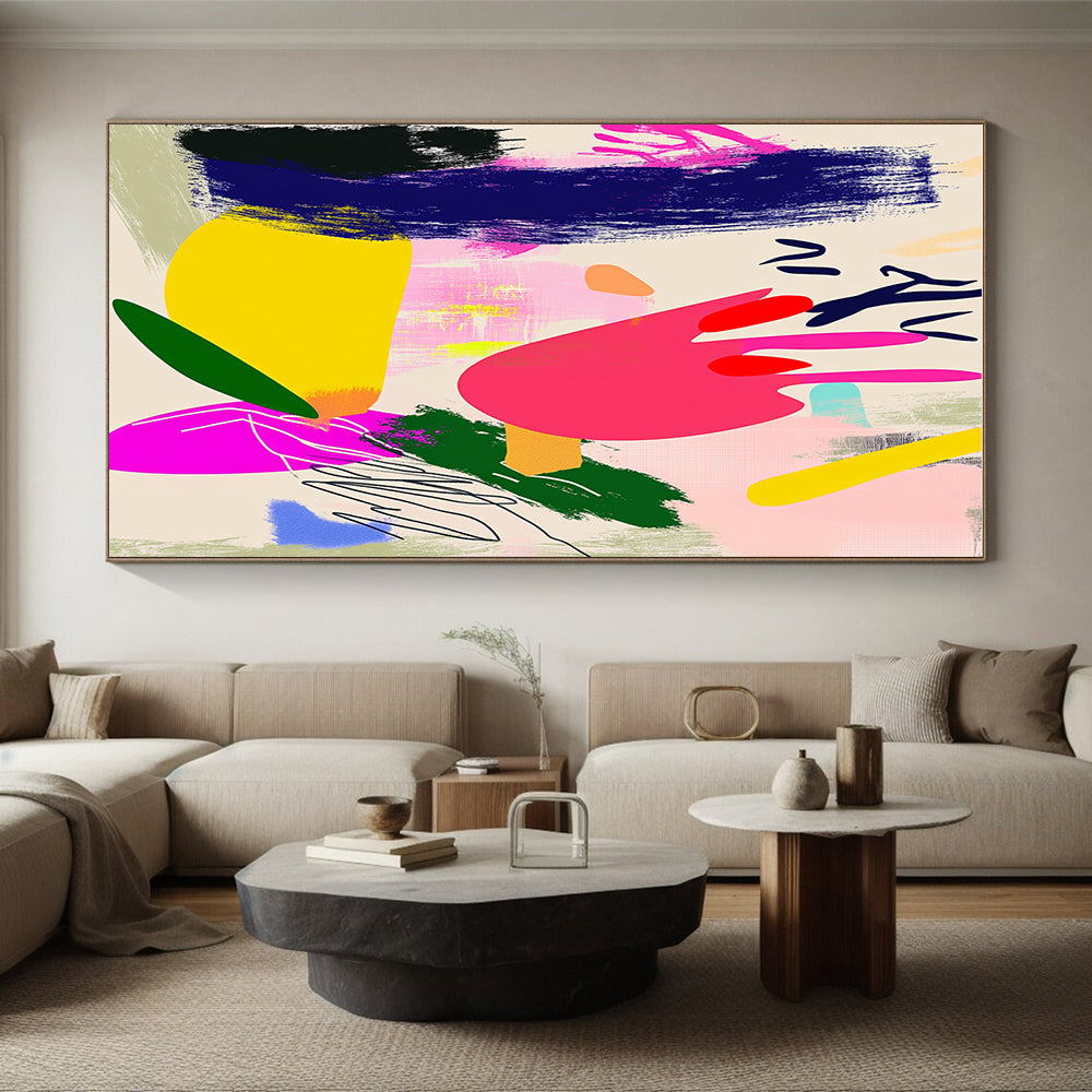 Vibrant Color Block Abstract with Pink, Yellow, and Green GER312