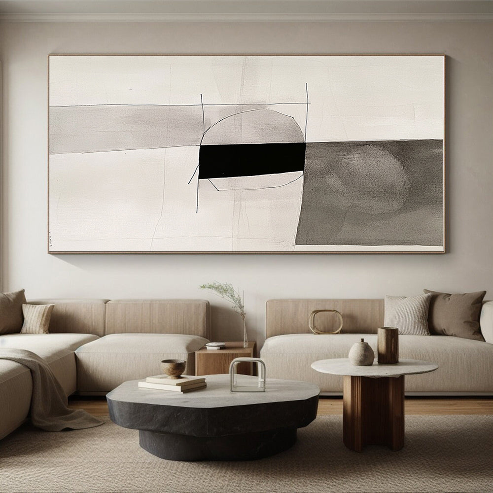 Monochrome Geometric Abstract Painting with Simple Shapes GER721
