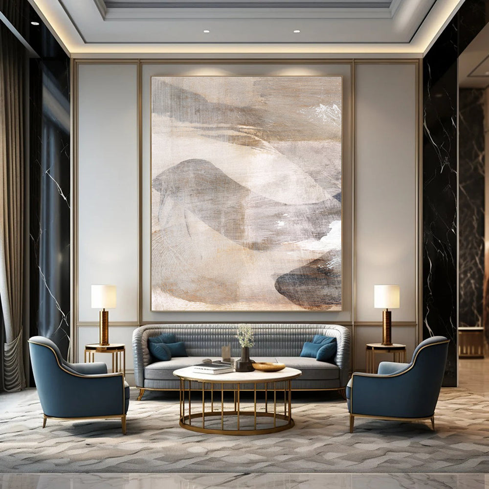 Earth - toned Abstract Landscape with Soft Textures Painting ADGE210