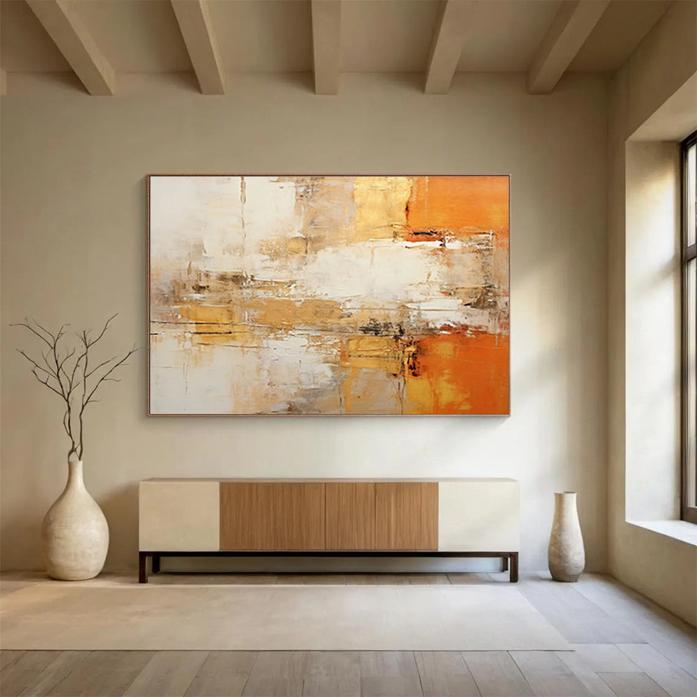 Orange Beige and White Abstract Painting THY095