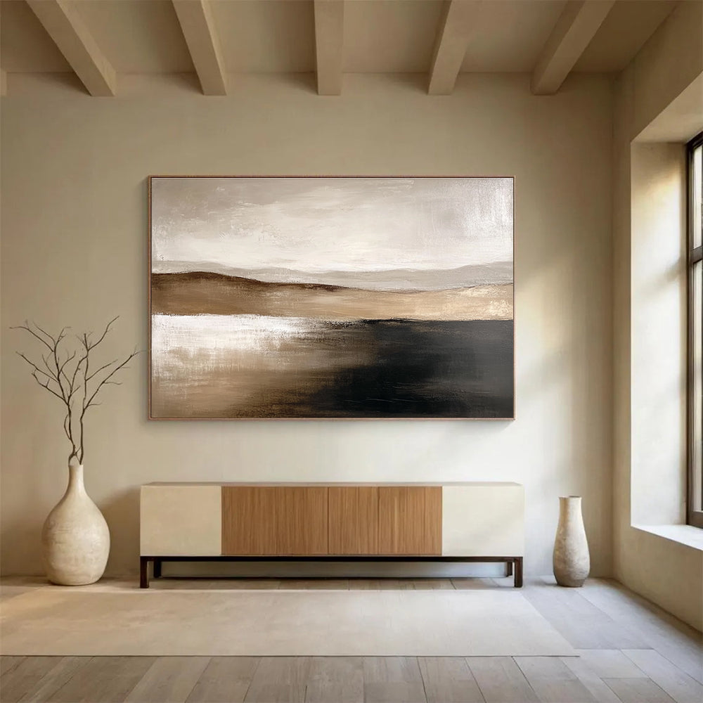 Earth Tone Landscape Abstract Painting with Brown and Beige DYP227