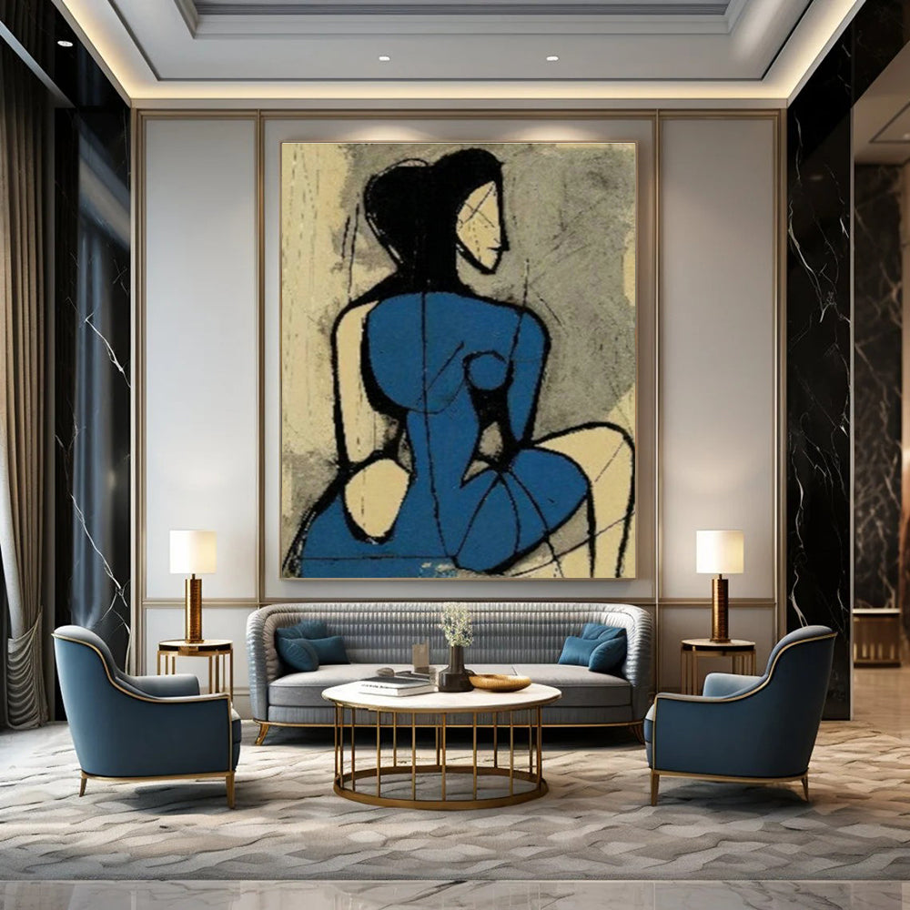 Hand-Painted Abstract Canvas Collage with Mixed Media for Bedroom & Living Room DLZ1424