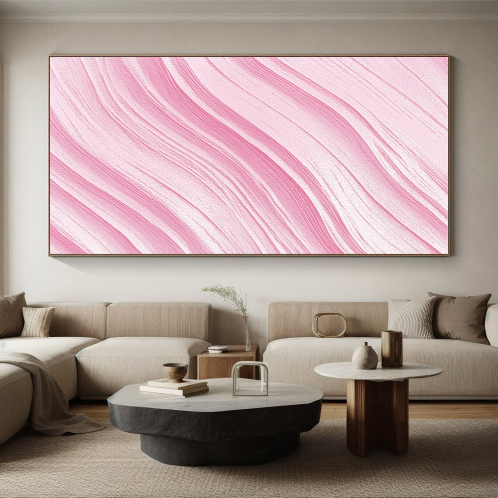 Pink Wavy Strokes Abstract Painting GER866
