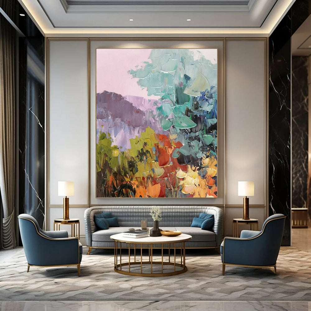 Extra-Large Hand-Painted Abstract Art for Cottage Living Room & Bedroom DLZ1285