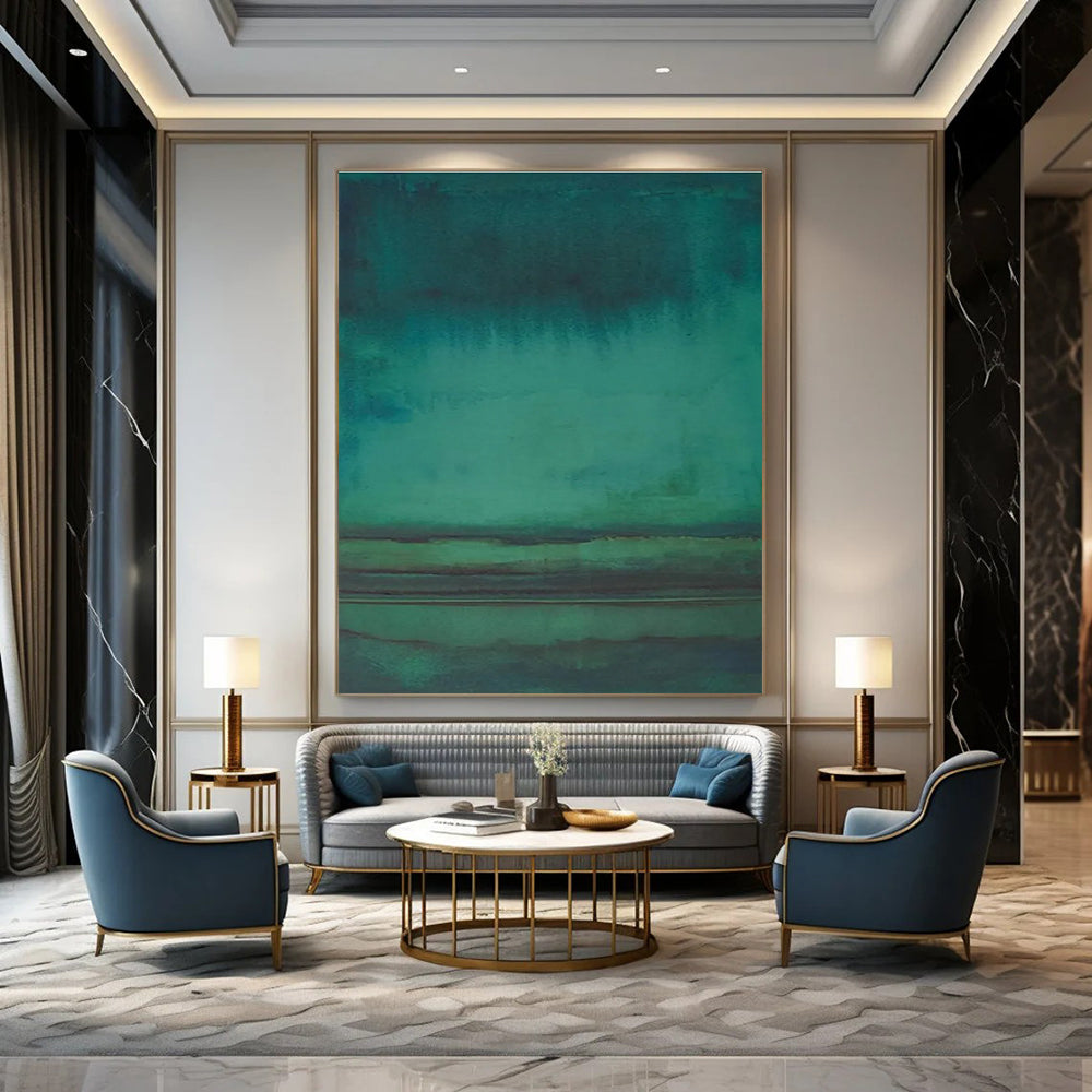 Teal Gradient Abstract Painting with Subtle Layers ADGE473