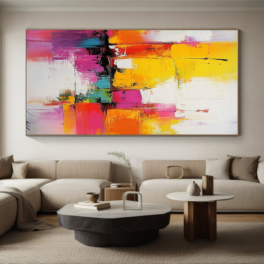 Colorful Block Abstract Painting with Vibrant Geometric Shapes GER656