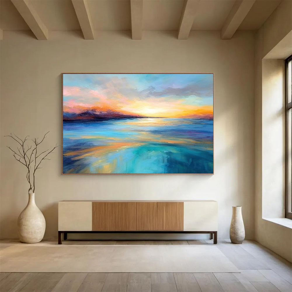Vivid Color Sunset Sea Abstract Painting THY068