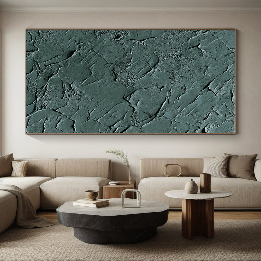 Green Textured Abstract Painting with Rugged Surfaces GER090