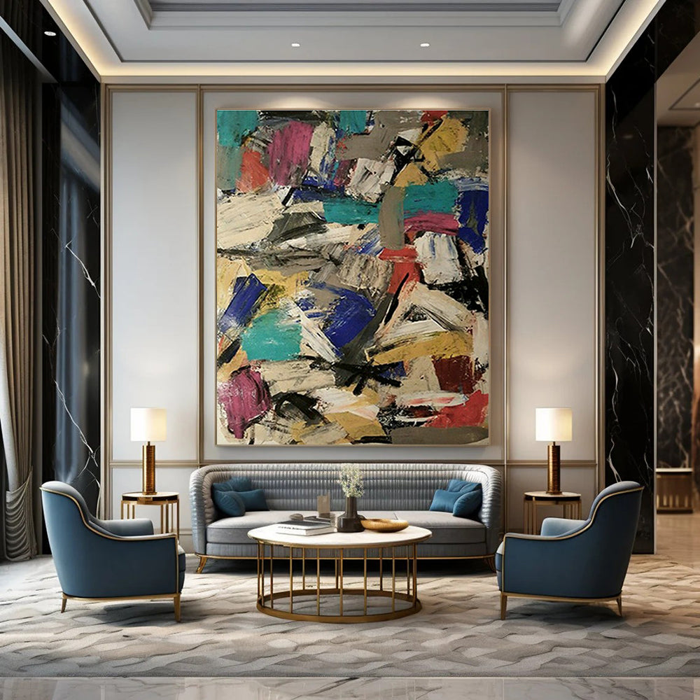 Custom Hand-Painted Abstract Painting for Office and Cottage Entryway DLZ1604