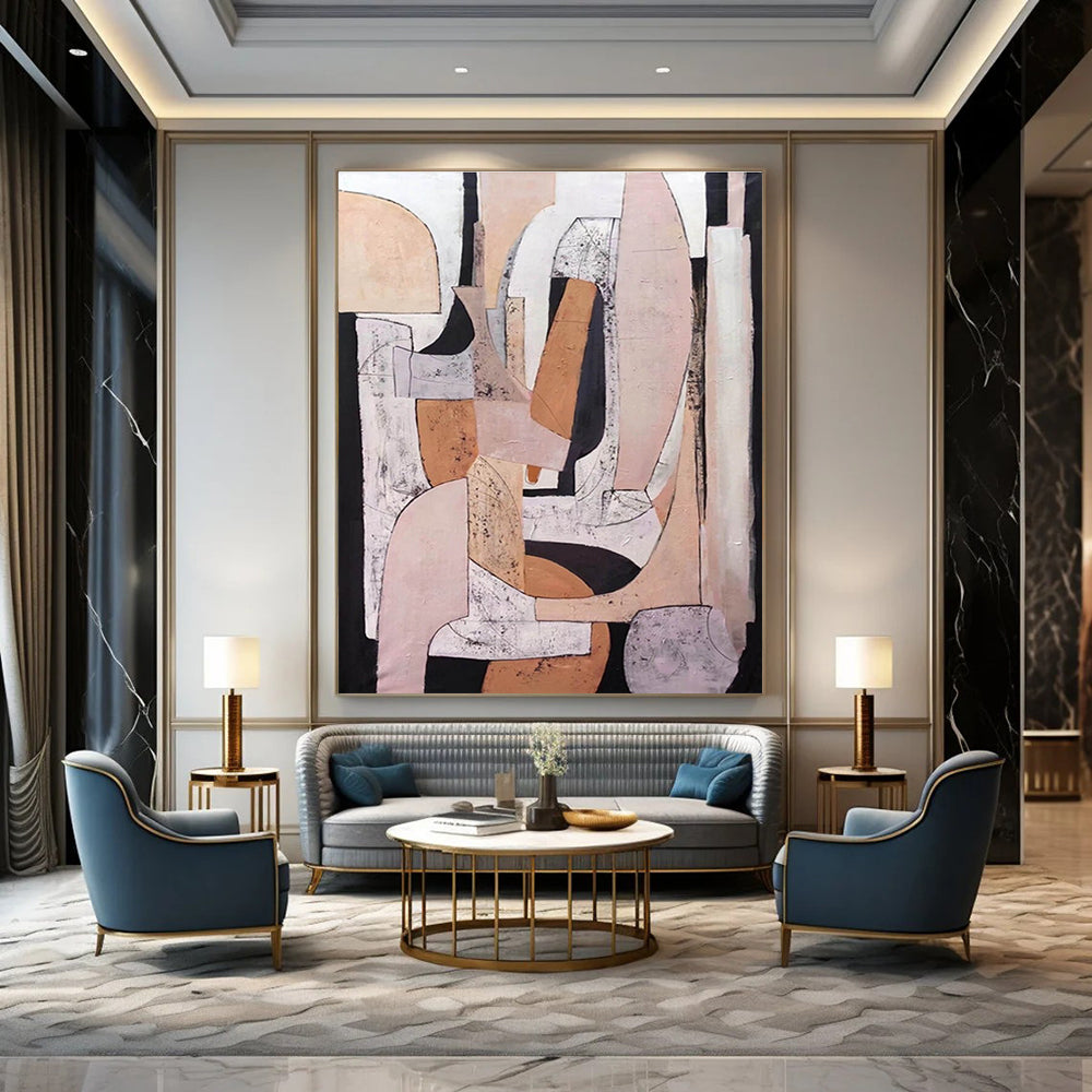 Neutral Tones Geometric Abstract Painting ADGE252