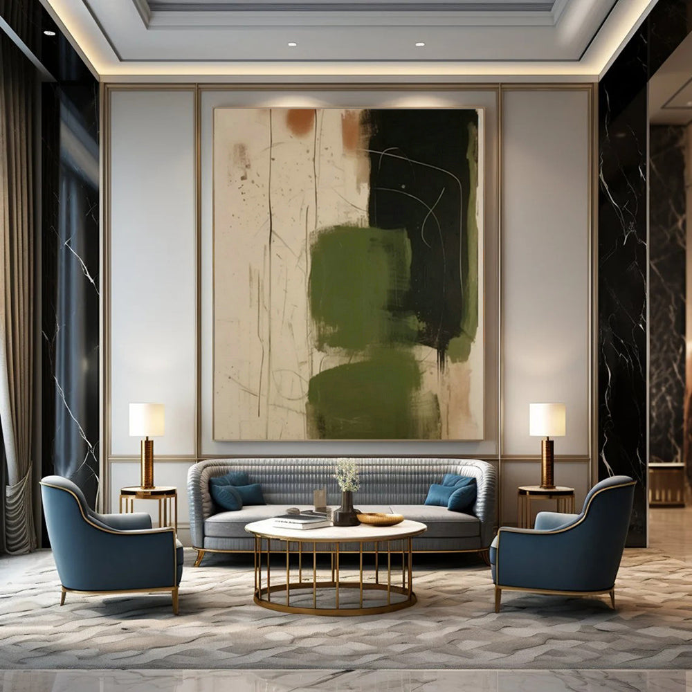 Hand - Painted Abstract Art for Dining Room Banquet Chair Upholstery & Entryway Console Table Tops DLZ0846